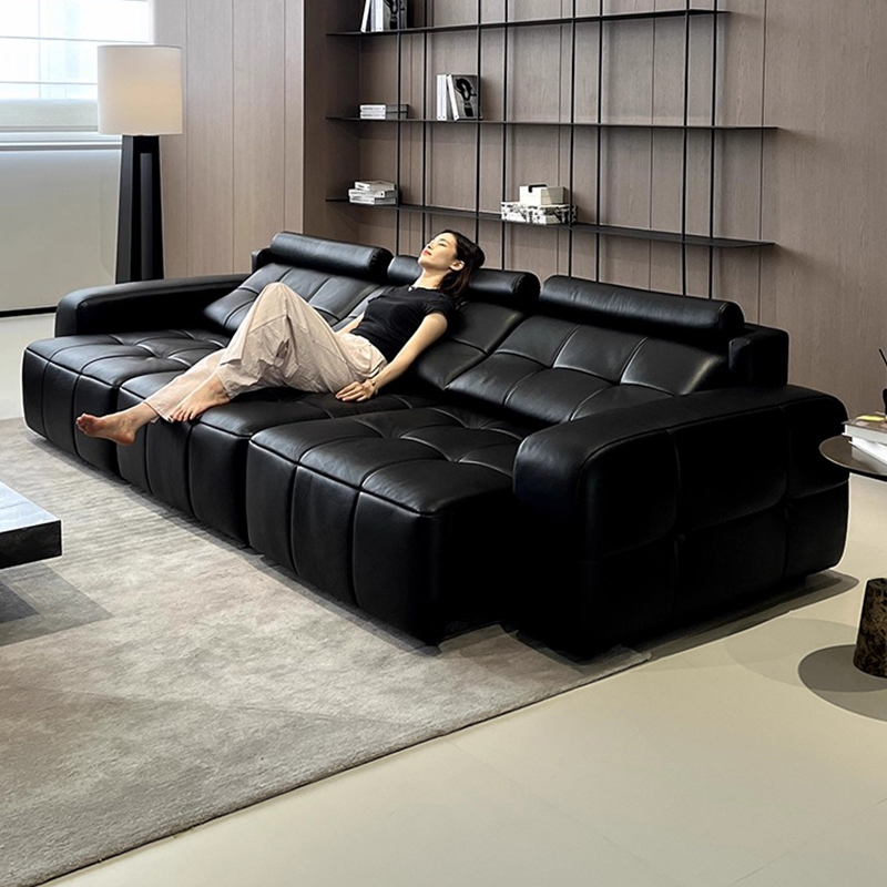 意式真皮智能伸缩沙发床