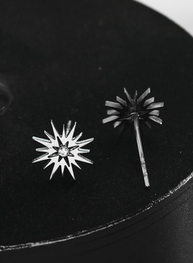 欧美轻奢优雅仙女烟花镶嵌钻耳钉银色时尚气质独特抗过敏不掉色