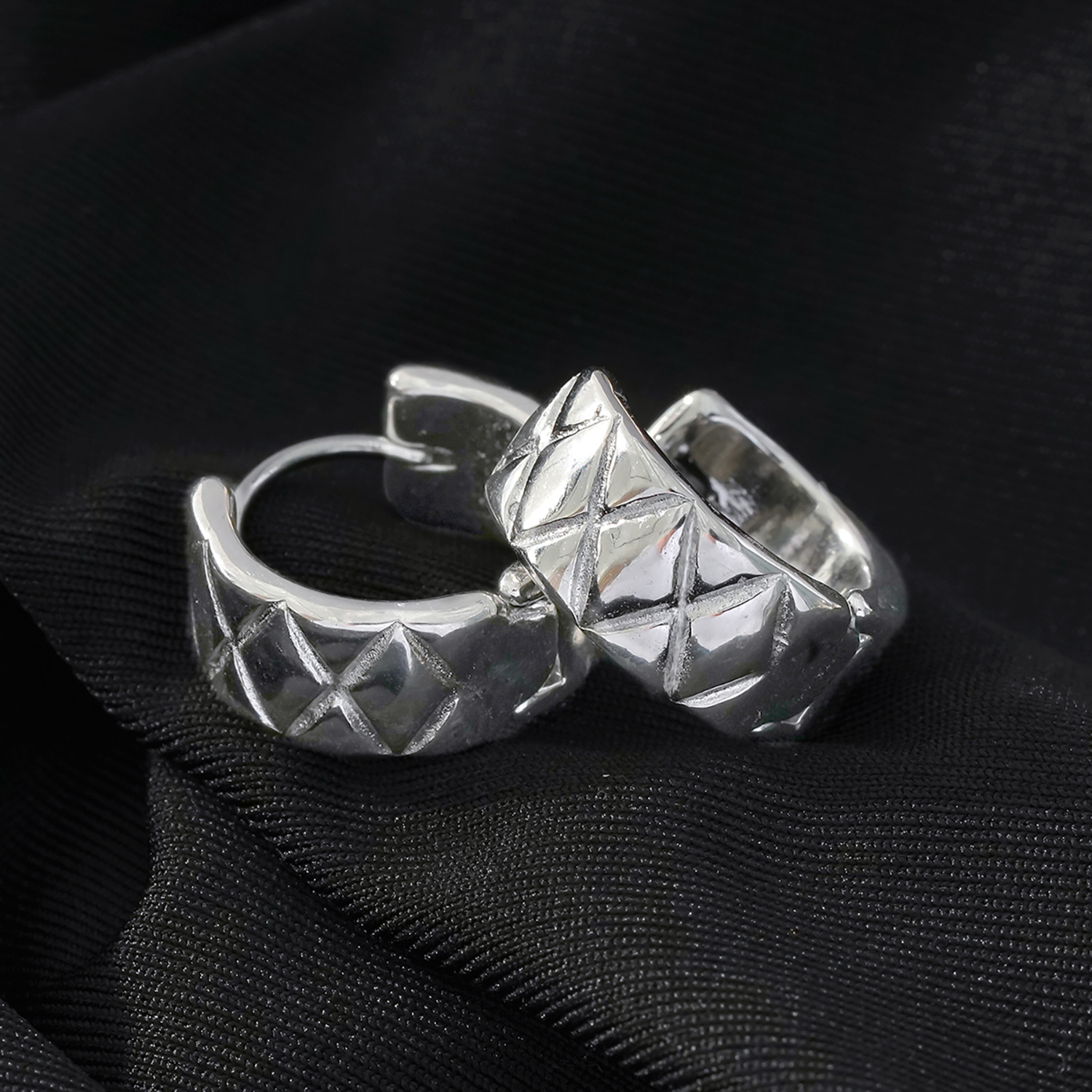 HACKNEY NINE英国伦敦轻奢欧美格菱纹小香风耳环18K镀白金现代