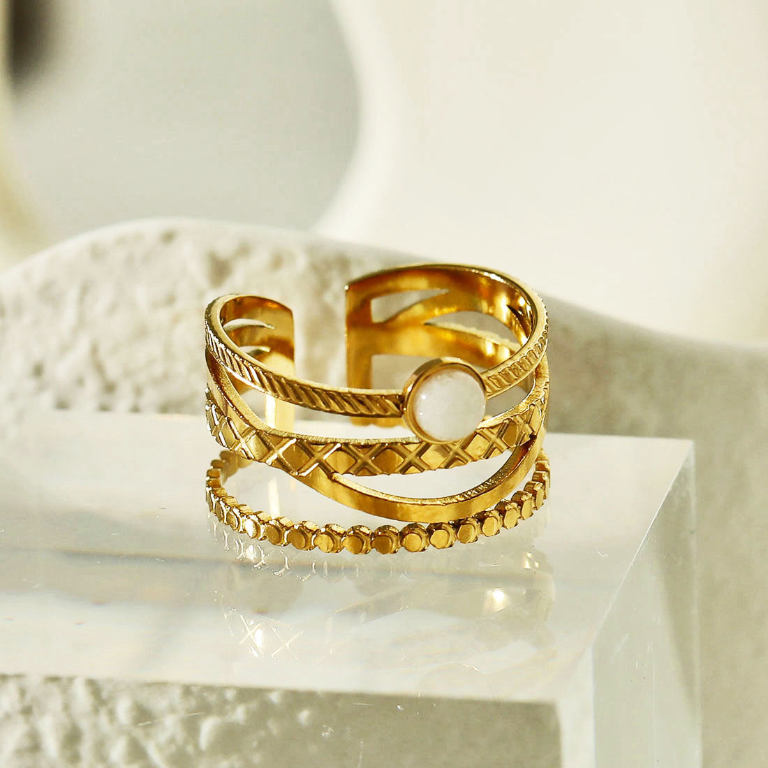 女18K镀金宫廷戒指复古