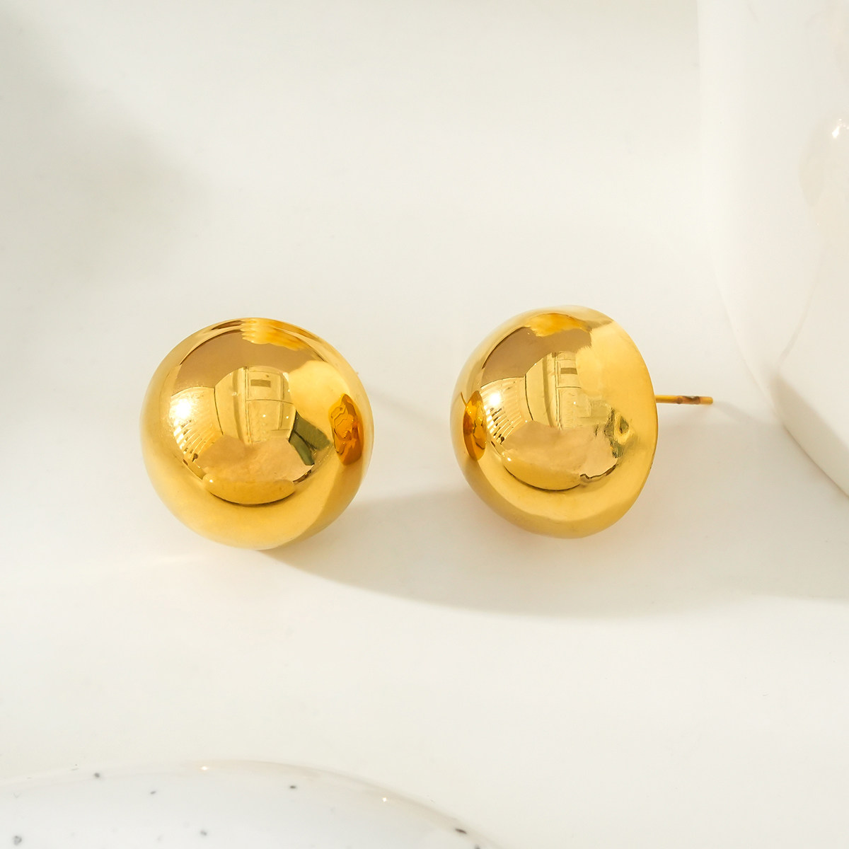 HACKNEY NINE英国伦敦轻奢欧美复古大气高雅立体半球耳钉18K镀金