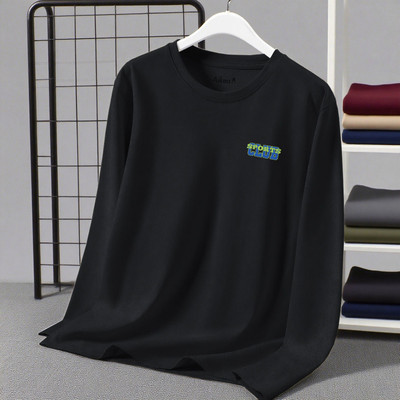 长袖t恤男春春秋季青少年男款纯棉舒适圆领大码百搭休闲体恤上衣