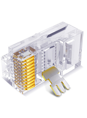 百刻 SJT-C5T 超五类RJ45非屏蔽通D孔式网络水晶头 RJ45100个/