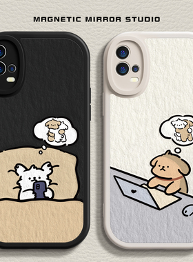 适用vivos19手机壳k11新款opporeno12卡通小狗iqooz9液态findx7硅胶一加ace情侣neo9软x100pro男12女80保护套