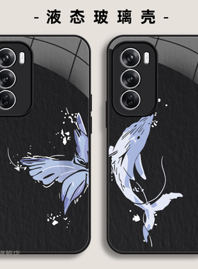 适用OPPOfindx8手机壳一1加13新款reno13pro蝴蝶鲸鱼K11玻璃真我硅胶GT7/6情侣ACE5硬K10男A1女a57/a32保护套