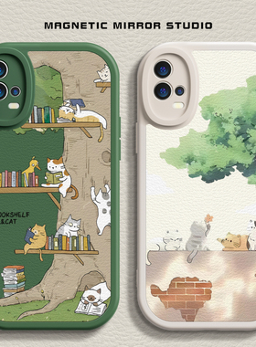 适用opporeno13手机壳k11新款vivoX200pro树屋猫咪iqoo13液态findx8硅胶一加ace卡通neo10软z9男s19女7保护套