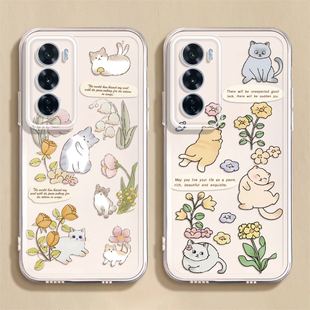 适用vivos19手机壳k11新款 opporeno12可爱猫咪iqooz9透明findx8硅胶一加ace卡通neo9软X200pro男12女70保护套