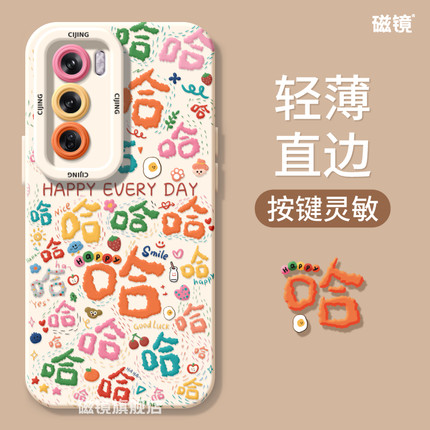 适用OPPOk12手机壳一1加13新款reno13pro文字哈哈findx8液态真我硅胶GT7/6创意ACE5软K10男A1女a57/a32保护套