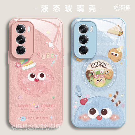 适用OPPOfindx8手机壳一1加13新款reno14pro可爱煤球K11玻璃真我硅胶GT7/6卡通ACE5硬K10男A1女a57/a32保护套