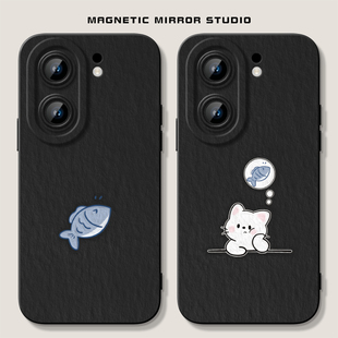 适用vivoiqoo13手机壳k11新款 X200pro小鱼猫咪opporeno13液态findx8硅胶一加ace情侣neo10软z9男s19女7保护套