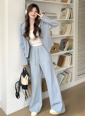 首发新品  浅蓝色连帽开衫+休闲长裤两件套 套装5829-P165-K248