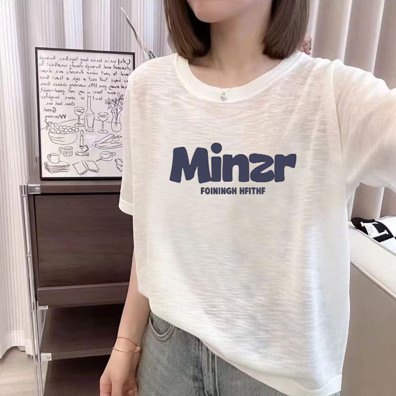 雪花棉新款白色短袖T恤印花百搭宽松显瘦圆领上衣女夏季大码半袖