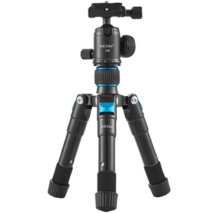 贝欣MS08迷你三脚架小型轻便携mini桌面微单反相机爬楼摄影摄像反折自拍杆手机直播支架微距铝合金云台三角架