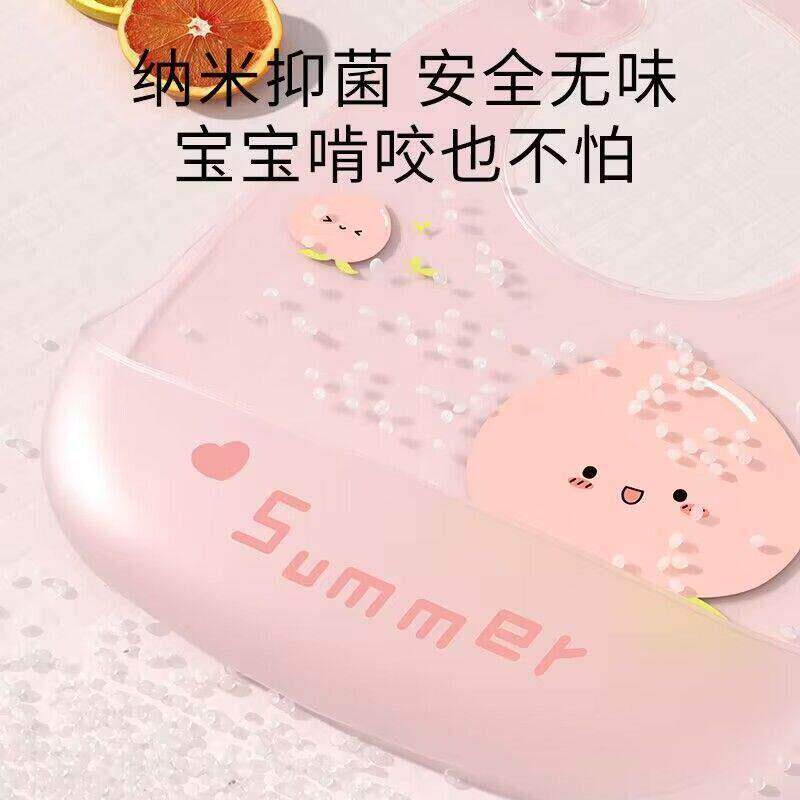 宝宝吃饭围兜兜矽胶超薄软防水夏天围兜副食品吃饭围兜夏季婴儿口