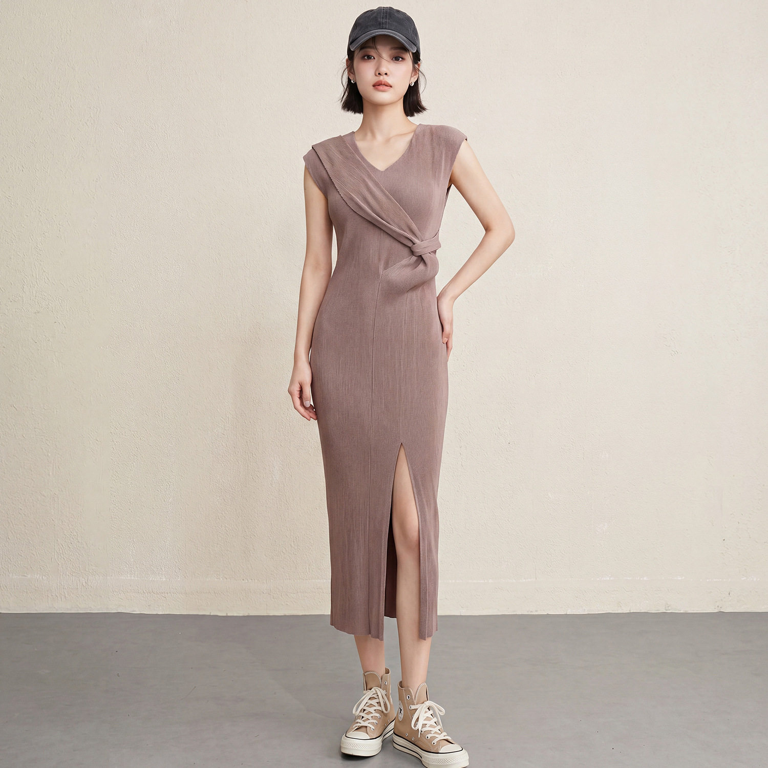 肌理感连衣裙女2026年夏季高级感不规则开叉鱼尾裙宴会晚礼服裙女图片