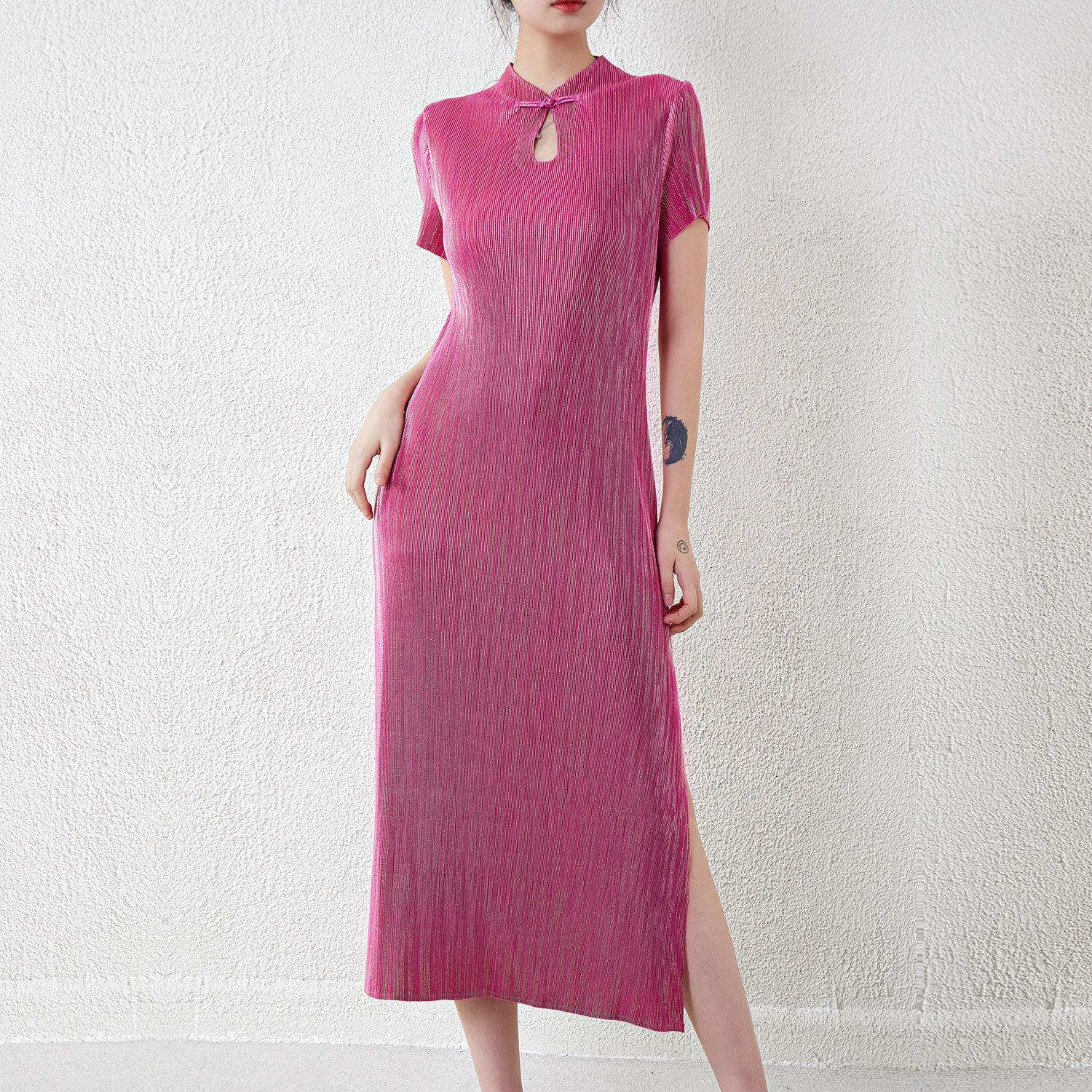 新中式国风改良旗袍连衣裙女褶皱夏新款法式气质收腰显瘦a字长裙,女装/女士精品,连衣裙,淘宝优惠券,粉丝福利购,淘宝优惠卷