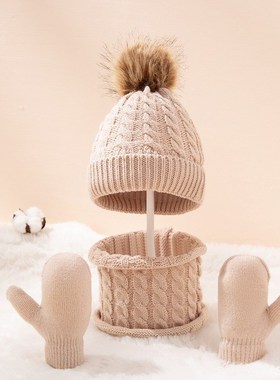 New Winter Hat Scarf Gloves Set for Kids 0-3 Years Boys Girl
