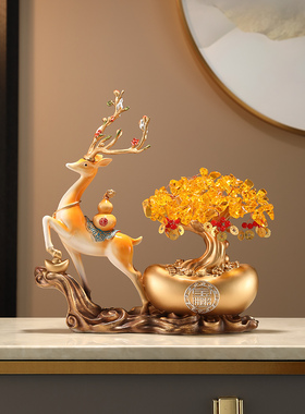 巴纳利招财进宝鹿饰品财帛树财帛树入口客厅搬进新家礼品搬家开幕