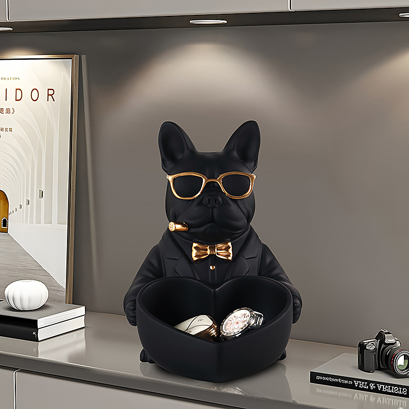 酷狗斗牛犬摆件玄关钥匙收纳装饰