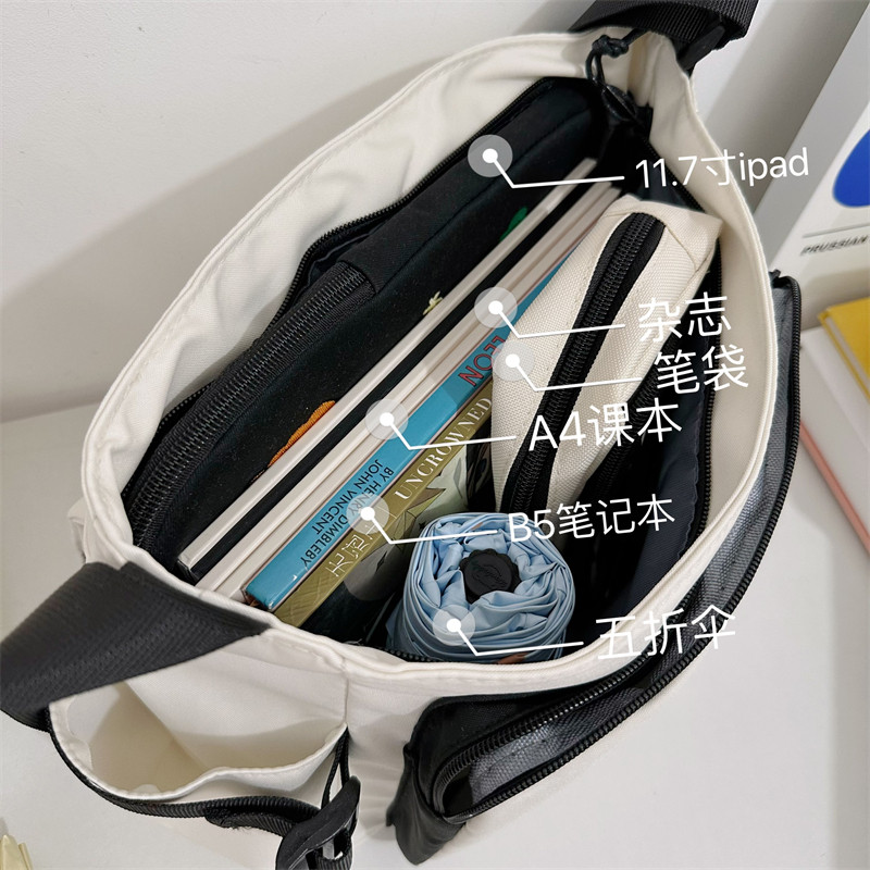 原宿布包斜挎包女大学生上课休闲包大容量单肩包原创小众邮差包男