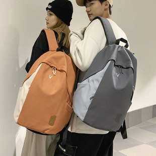 书包女大学生大容量16寸电脑背包男休闲旅行撞色双肩包潮2023新款