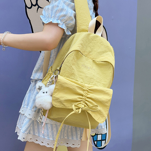 书包大学生女韩系蓝色初中女生高中生2026新款背包ins女孩双肩包