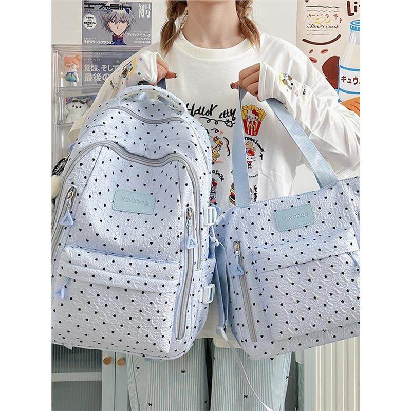 书包初中女生小学生双肩包大容量蓝色高颜值女孩可爱百搭背包