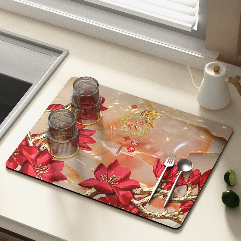 中国风沥水垫厨房台面吸水垫家用餐具厨具杯子碗盘餐垫免洗隔热垫,餐饮具,餐垫,淘宝优惠券,粉丝福利购,淘宝优惠卷