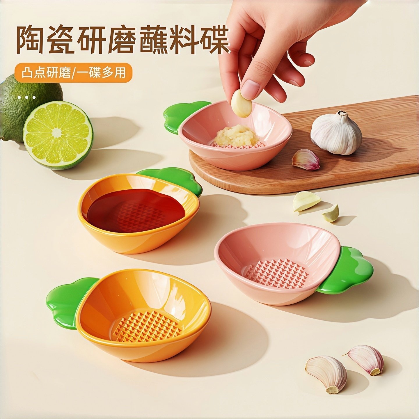 陶瓷研磨蘸料碟子蒜蓉姜蓉搅碎器厨房手动打蒜器压蒜器捣蒜泥神器,厨房/烹饪用具,剥蒜器/压蒜器,淘宝优惠券,粉丝福利购,淘宝优惠卷