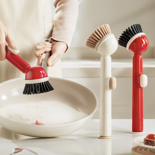 吸盘可立加液锅刷家用厨房长柄不伤锅清洁刷按压碗刷刷锅杯刷神器