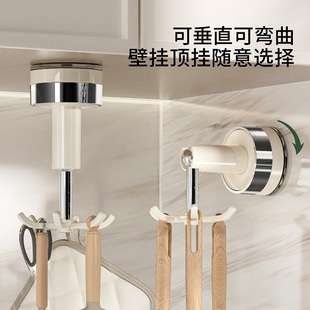 吸盘旋转6爪挂钩多功能无痕厨房浴室门后强力挂钩锅勺壁挂式粘钩