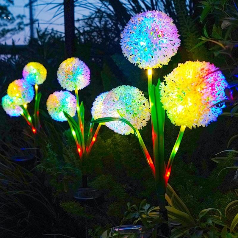 太阳能七彩变色水母灯吊灯网红水母灯别墅外墙氛围灯蒲公英花灯圆