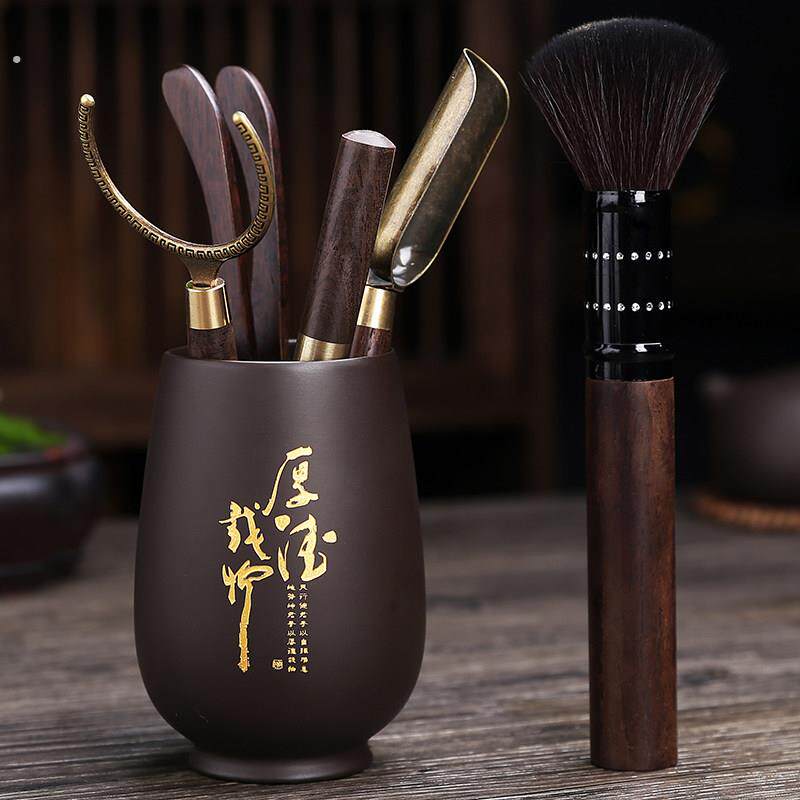 紫砂黑檀木茶道六君子套装高档功夫茶艺工具茶具配件用品茶台摆件