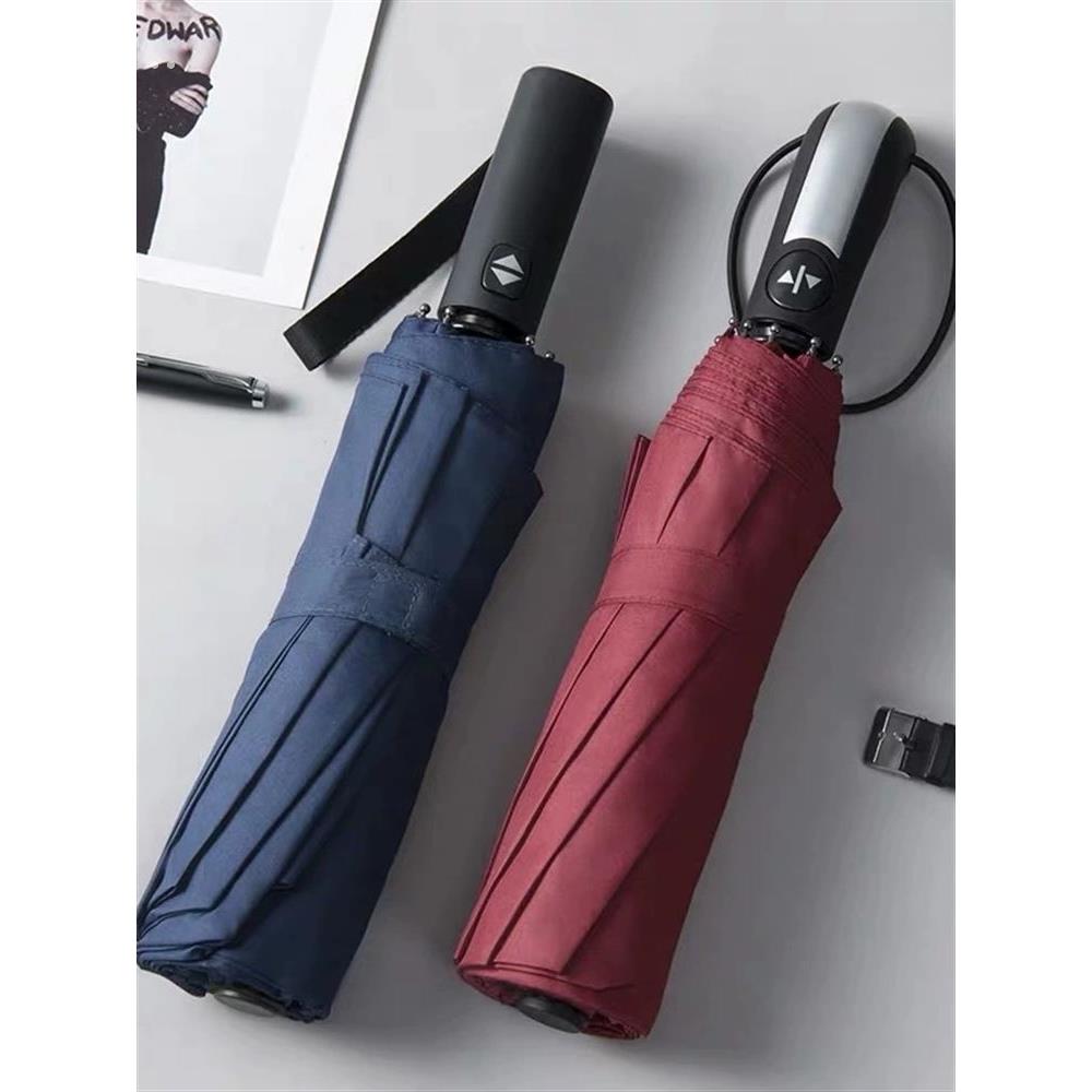 新款十骨全自动抗风大号加固折叠晴雨两用男女士商务黑胶简约雨伞