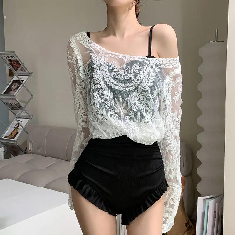 连体泳衣女2024时尚爆款纯欲风海边吊带纯色露背仙女范小胸泳装