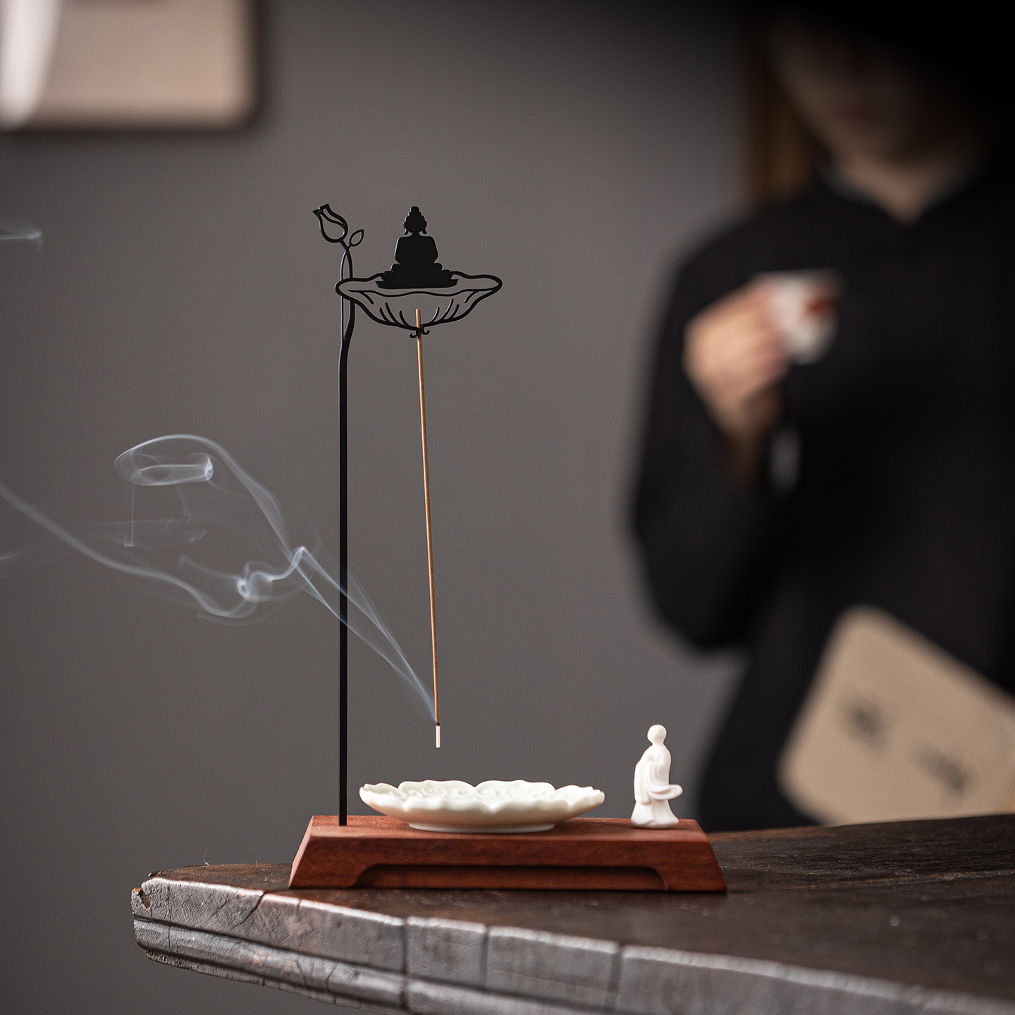 日本品质禅意中式佛像倒挂线香插家用室内薰香炉檀香炉熏香炉夹香