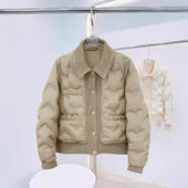 新款 常规 宽松翻领压胶中厚保暖外套潮长袖 秋冬羽绒服女款 短款