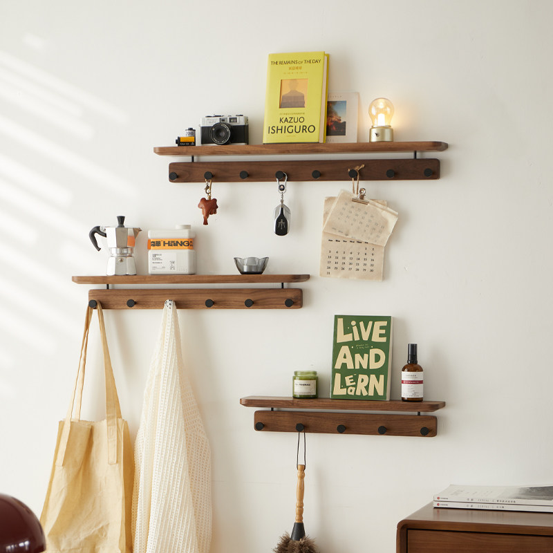 实木挂衣架入户墙上免打孔置物架玄关壁挂创意收纳架进门衣帽挂钩,收纳整理,挂钩/粘钩,淘宝优惠券,粉丝福利购,淘宝优惠卷