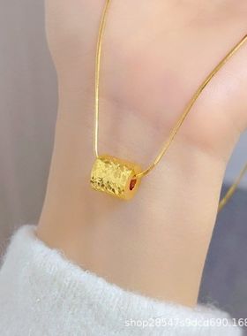 2024金店同款高货沙金路路通精品碎冰冰吊坠项链女2024新款锁骨