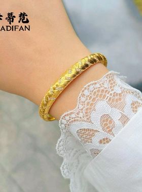 金店同款沙金点钻编织卡扣手镯时尚轻奢高级感2024爆款镯子