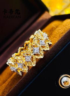 意大利中古风蕾丝花边波浪戒指女2025新款指环小众轻奢高级感