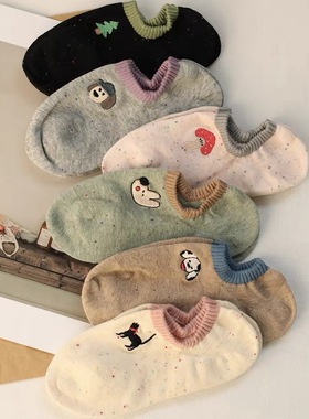 卡通袜子日系女船袜夏季薄款点子纱ins潮韩系可爱浅口夏天短筒袜