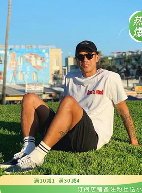 余文乐袜子男中筒袜ins潮牌两杠条纹白色粗线高帮日系工装长袜女