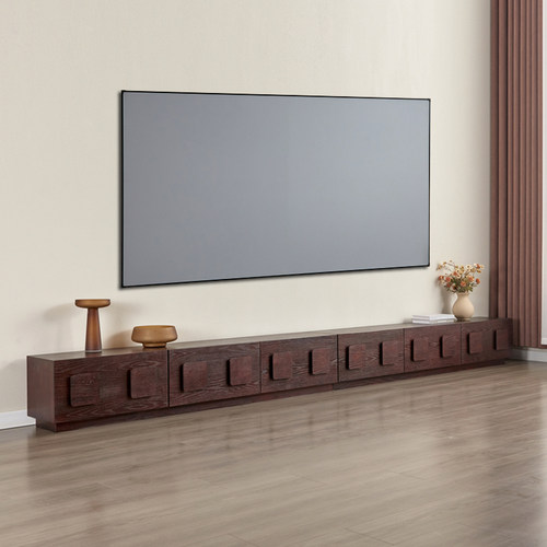 中古风复古木纹整装电视柜白蜡木