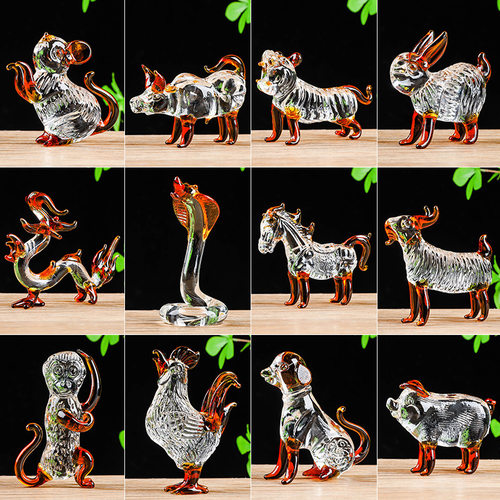 水晶十二生肖玻璃风水摆件