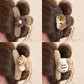 可爱毛绒抓夹大号发量大鲨鱼夹高级感2025新款 发夹女后脑勺头饰