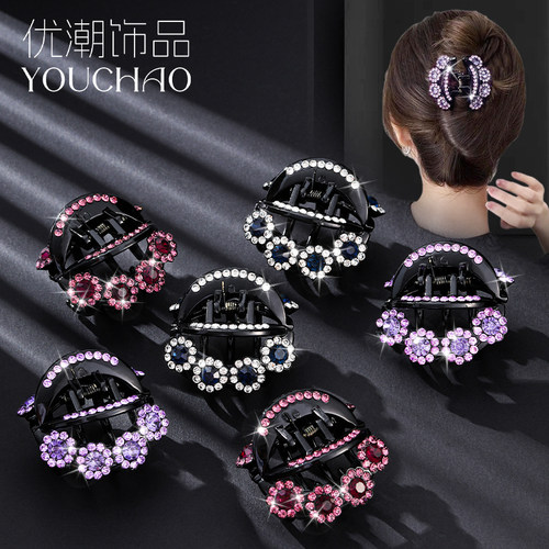 中年妈妈发卡优雅大气花朵小抓夹