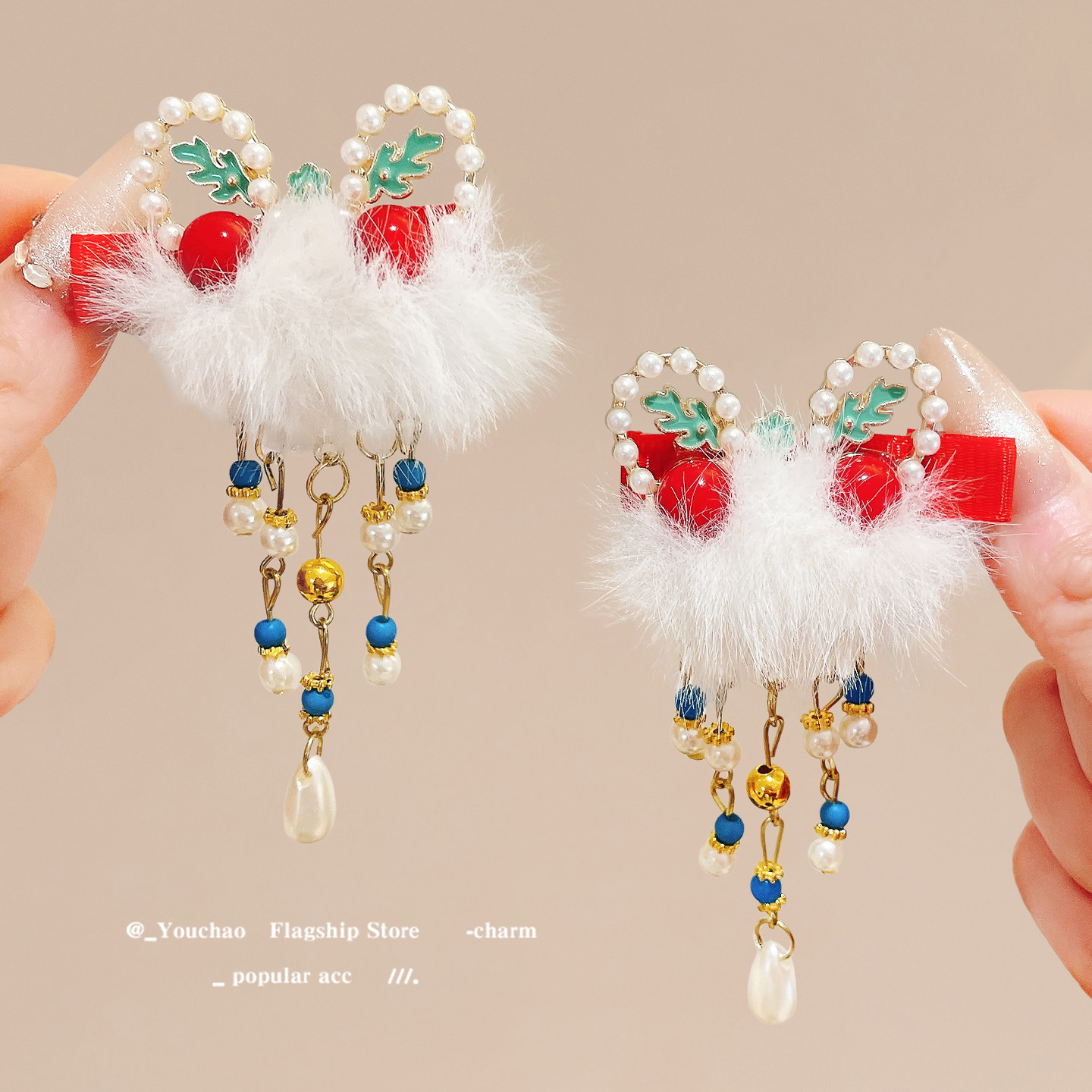 儿童新年醒狮流苏蝴蝶结发夹女童前额侧边刘海夹女童古风汉服发饰,饰品/流行首饰/时尚饰品新,发饰,淘宝优惠券,粉丝福利购,淘宝优惠卷