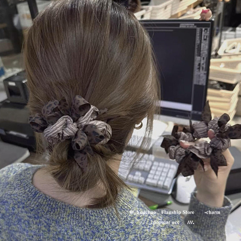 韩系豹纹蝴蝶结网红新款大肠发圈女高级感头绳扎丸子头的发绳皮筋,饰品/流行首饰/时尚饰品新,发饰,淘宝优惠券,粉丝福利购,淘宝优惠卷