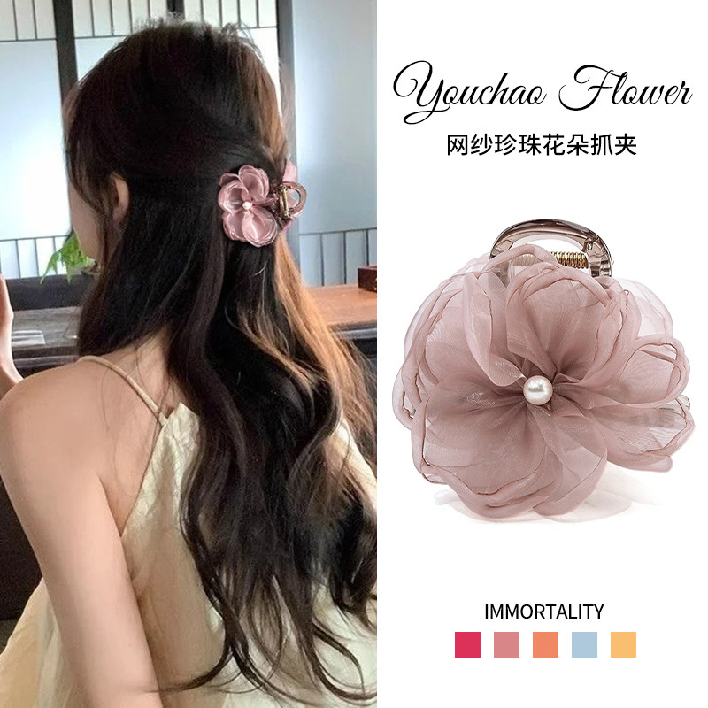 海棠花开~超仙花朵半扎发抓夹！图片